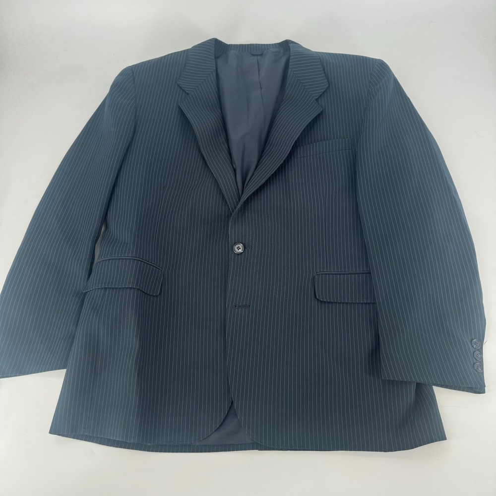 Vintage Levis Action Suit Blazer Mens 46R Navy Blue Pinstripe Sta-Prest Jacket